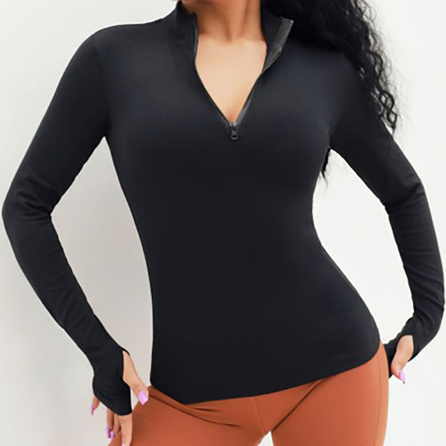 Women's Long Sleeve Zip-Up Sports Top