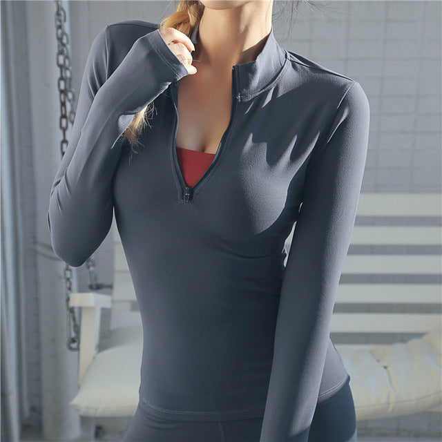 Women's Long Sleeve Zip-Up Sports Top