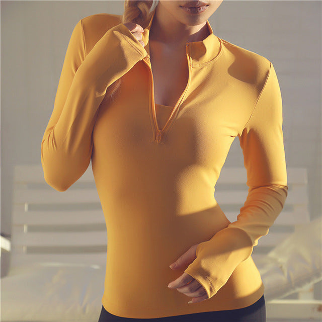 Women's Long Sleeve Zip-Up Sports Top